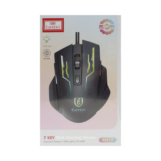 Earldom Gaming Mouse KM15 - Precision Control with 7 Keys and RGB Lights